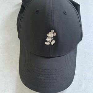 Disney Black Hat with Silver Mickey Embroidery